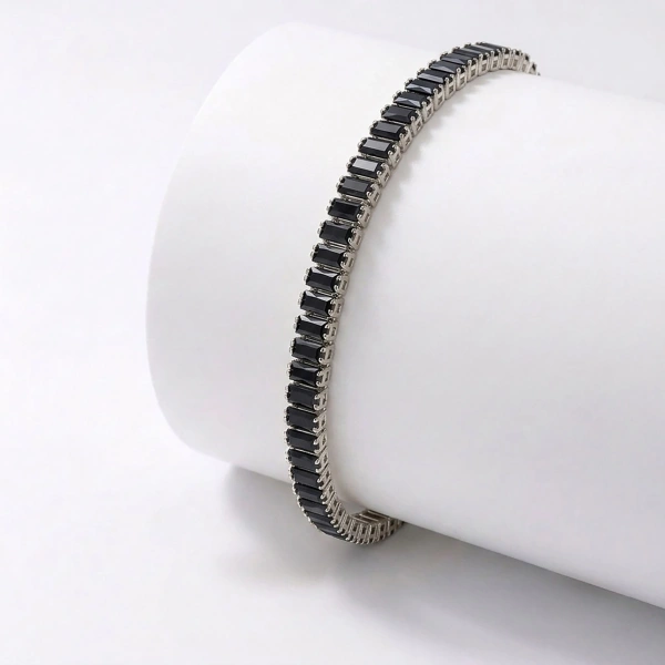 Moncuk Design 5mm Siyah Zirkon Taşlı Ayarlanabilir Su Yolu Kadın Bileklik 3351KBV4D2