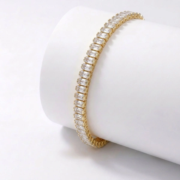 Moncuk Design 5mm Beyaz Zirkon Taşlı Ayarlanabilir Su Yolu Kadın Bileklik 3351KBV4D3