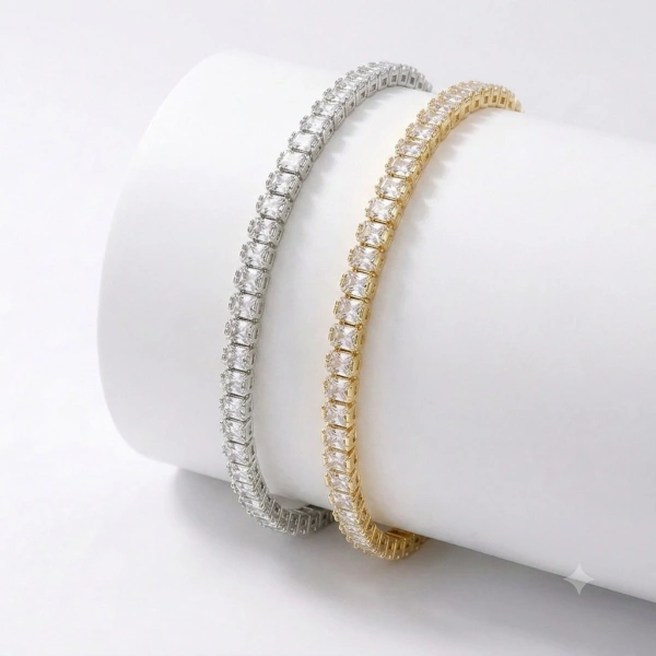 Moncuk Design 4mm Beyaz Zirkon Taşlı Ayarlanabilir Su Yolu Kadın Bileklik 3351KBV4D4