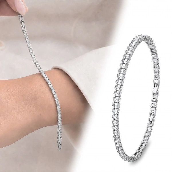 Moncuk Design 4mm Beyaz Zirkon Taşlı Ayarlanabilir Su Yolu Kadın Bileklik 3351KBV4D4
