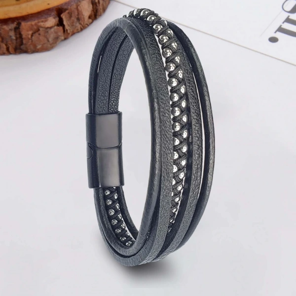 Moncuk Design Beyaz Hematit Ve Çoklu Deri Bileklik 33514B3D1