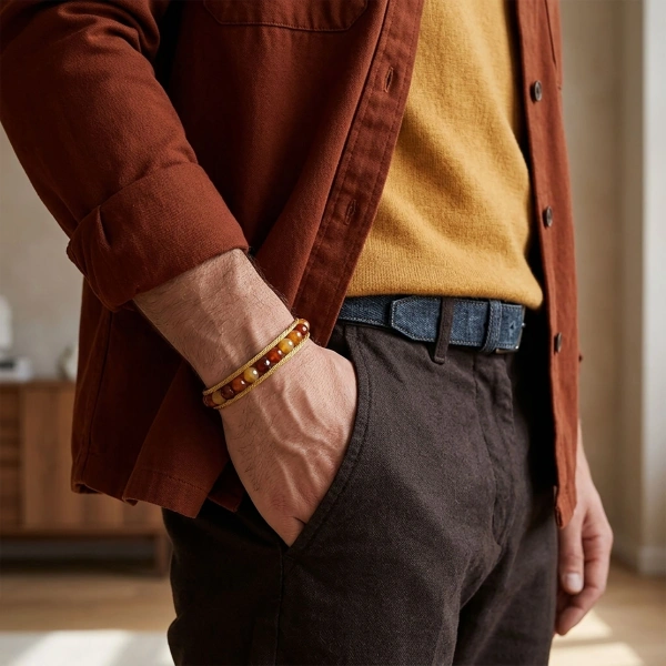 Moncuk Design Çelik Halat Ve Titanyum Kilitli Faset Akik Bileklik 33512B2DH9