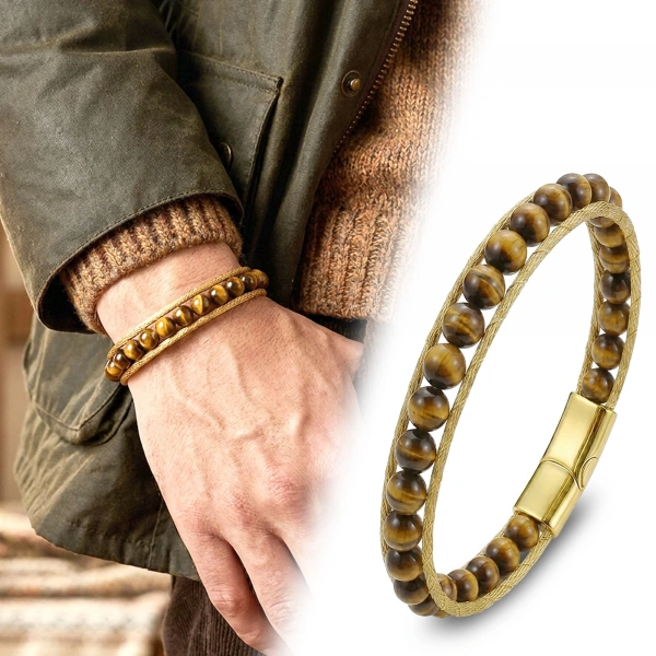 Moncuk Design Çelik Halat ve Titanyum Kilitli Kaplangözü Erkek Bileklik 33512B2DH11