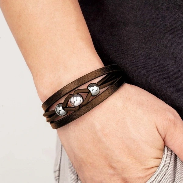Moncuk Design Çelik Top Ve Kahve Deri Bileklik 33514B8D2