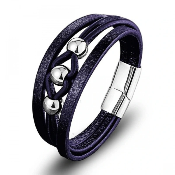 Moncuk Design Çelik Top Ve Lacivert Deri Bileklik 33514B8D3