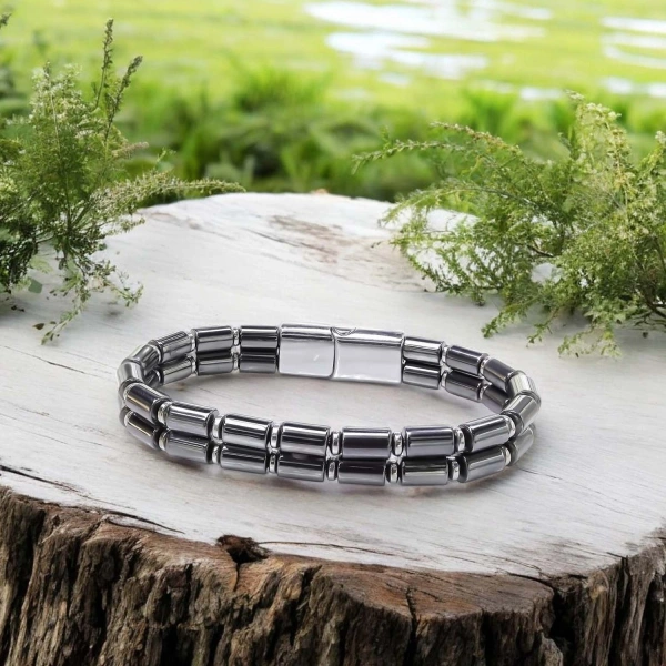 Moncuk Design Çift Boru Hematit Ve Çelik Zincir Bileklik 33512B20D1