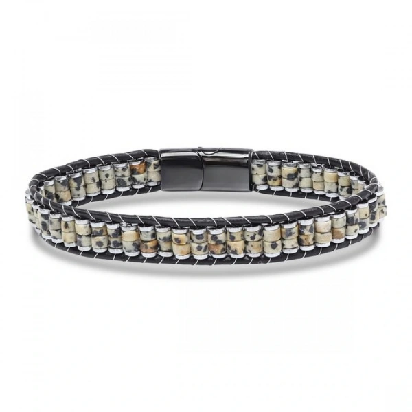Moncuk Design Dalmaçya Jasper & Hematit Çelik Örgülü Deri Bileklik 33512B22D3