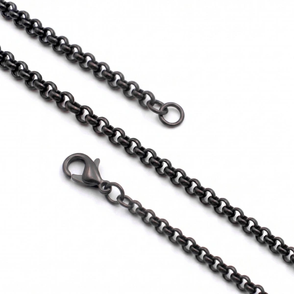 Moncuk Design Forse Erkek Çelik Kolye 4mm 55cm Siyah 3351ECK046