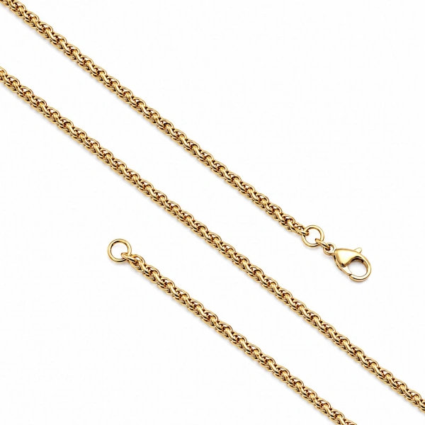 Moncuk Design Hasır Örgü Erkek Çelik Kolye 2mm 55cm Gold 3351ECK040