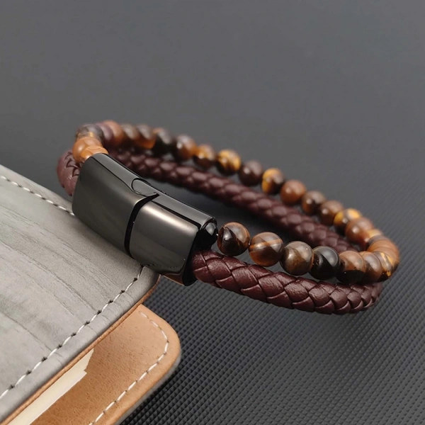 Moncuk Design Kaplan Gözü Doğaltaş Deri Erkek Bileklik 33512B7D8