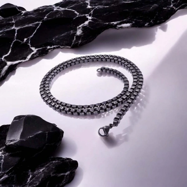 Moncuk Design Kare Arnavut Çelik Kolye 4Mm 3351CEK053