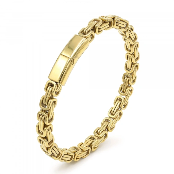 Moncuk Design Kilit Mekanizmalı Sarı Kral Zincir Bileklik 6mm 3351CZB1D34