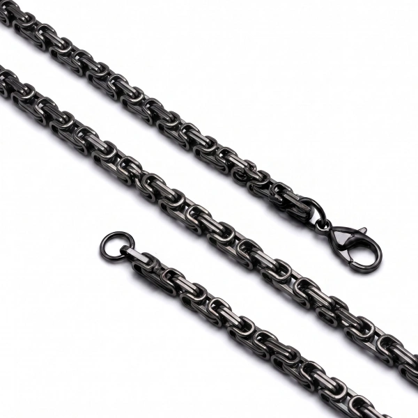 Moncuk Design Kral Erkek Çelik Kolye 5mm 55cm Siyah 3351ECK026