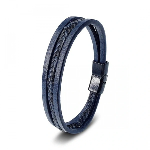 Moncuk Design Lacivert Siyah Saç Örgü Ve Çelik Bileklik 33513B10D1
