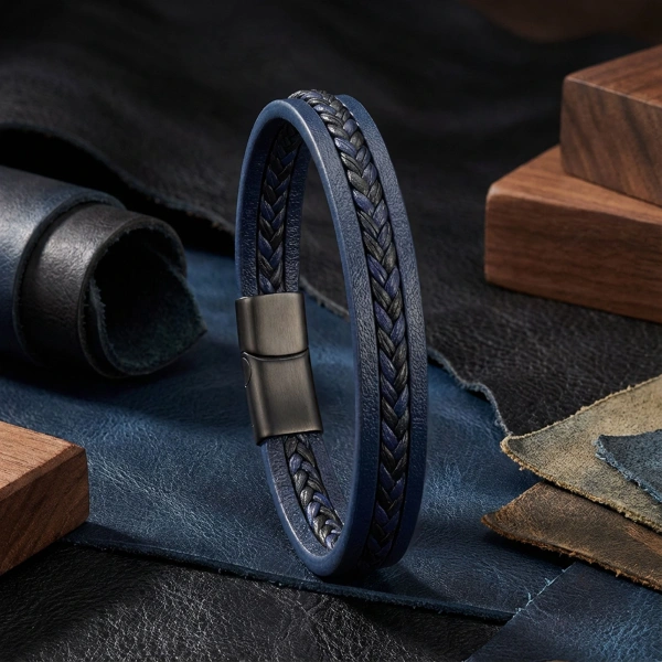 Moncuk Design Lacivert Siyah Saç Örgü Ve Çelik Bileklik 33513B10D1