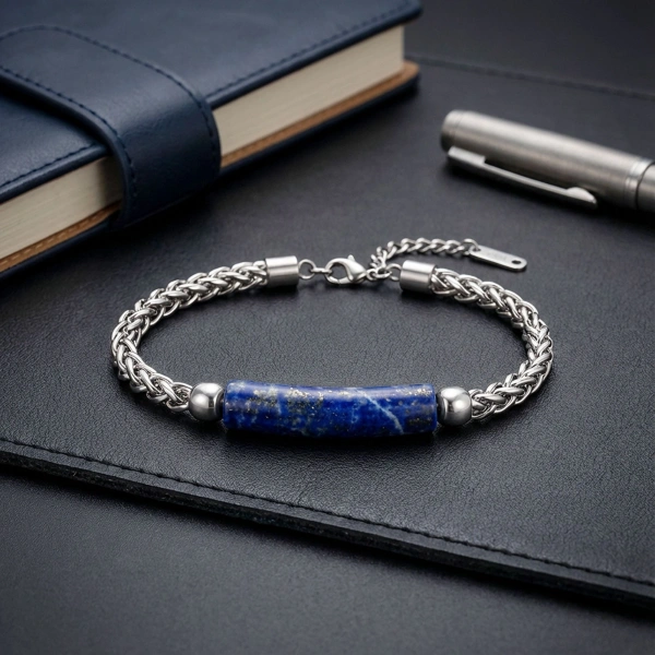 Moncuk Design Lapis Doğal Taşlı Ve Ayarlanabilir Çelik Zincir Bileklik 33512B15D5