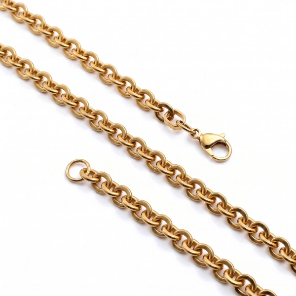 Moncuk Design Mariner Zincir Erkek Çelik Kolye 6mm 55cm Gold 3351ECK045