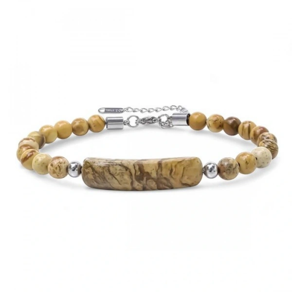 Moncuk Design Odun Jasper Doğaltaş Çelik Halat Ve Çelik Klipsli Bileklik 33512B19D3