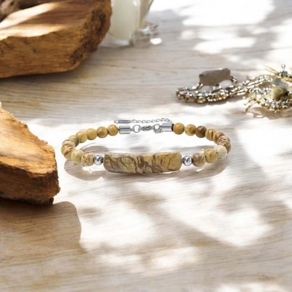 Moncuk Design Odun Jasper Doğaltaş Çelik Halat Ve Çelik Klipsli Bileklik 33512B19D3