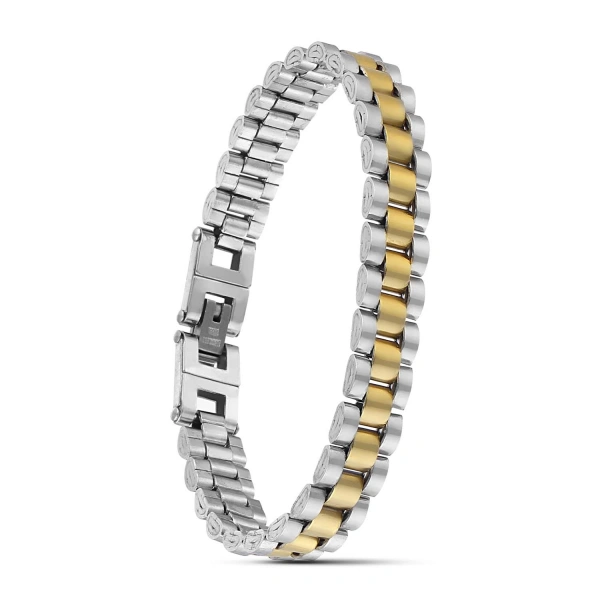 Moncuk Design Sarı Beyaz Ful Çelik Bileklik 33511G1D2M