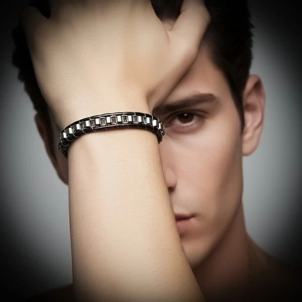 Moncuk Design Beyaz Çelik Zincir Örgülü Ve Deri Erkek Bileklik 33514B24D1