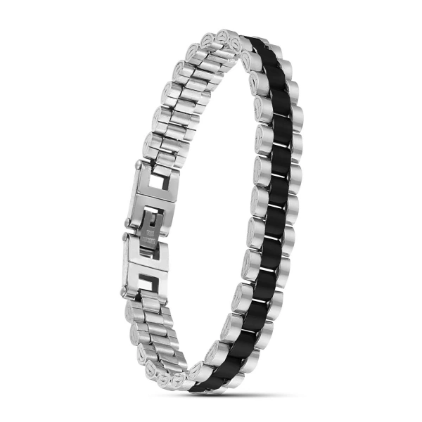Moncuk Design Siyah Beyaz Ful Çelik Bileklik 33511G1D5M