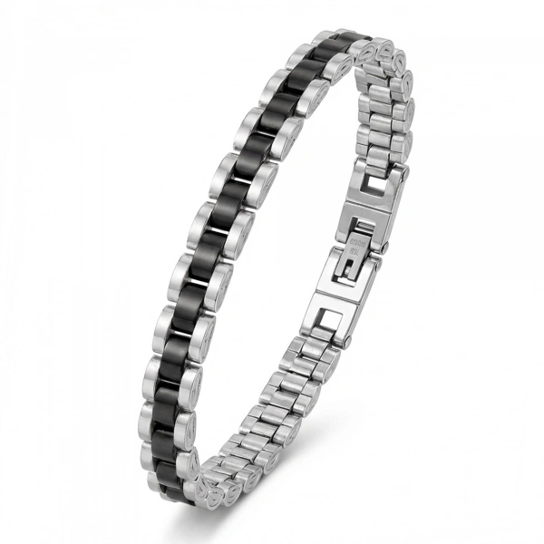 Moncuk Design Siyah Beyaz Ful Çelik Bileklik 33511G1D5M