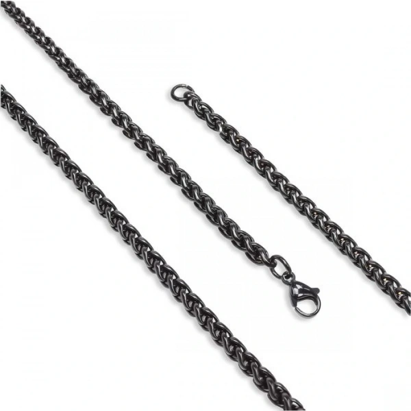 Moncuk Design Siyah Renk Çelik Kolye 4Mm 3351CEK016
