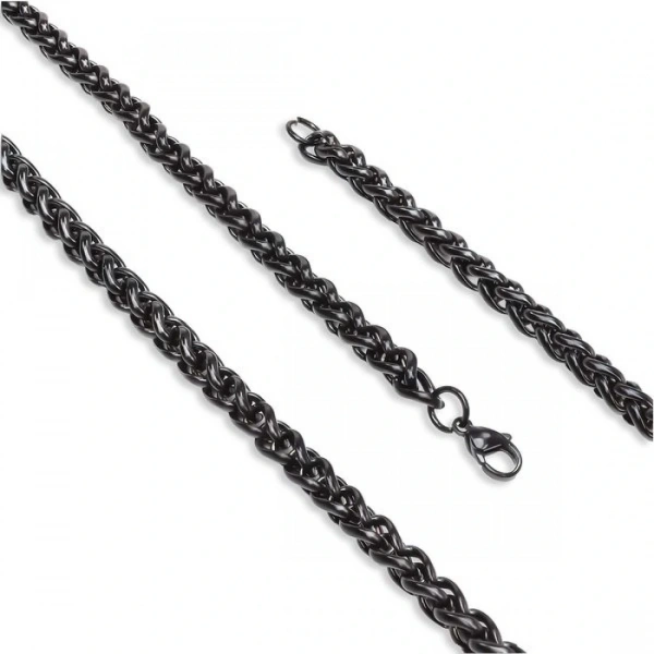 Moncuk Design Siyah Renk Çelik Kolye 6Mm 3351CEK019