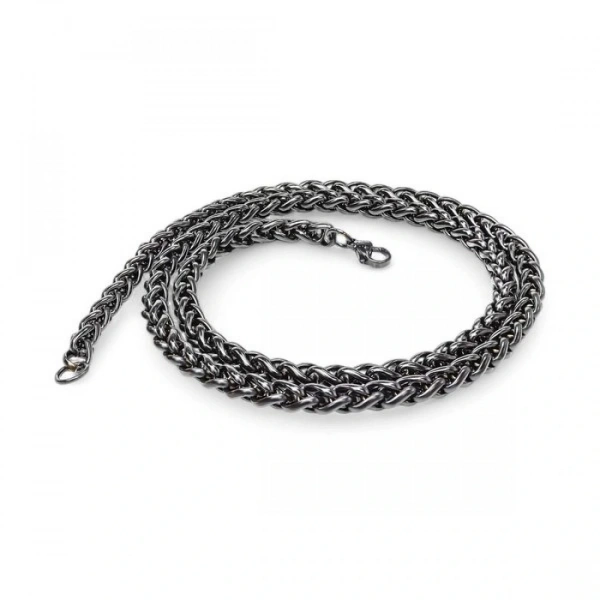 Moncuk Design Siyah Renk Çelik Kolye 6Mm 3351CEK019
