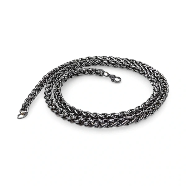Moncuk Design Siyah Renk Çelik Kolye 6Mm 3351CEK019