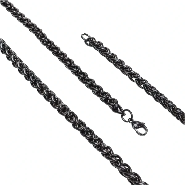 Moncuk Design Siyah Renk Çelik Kolye 6Mm 3351CEK019