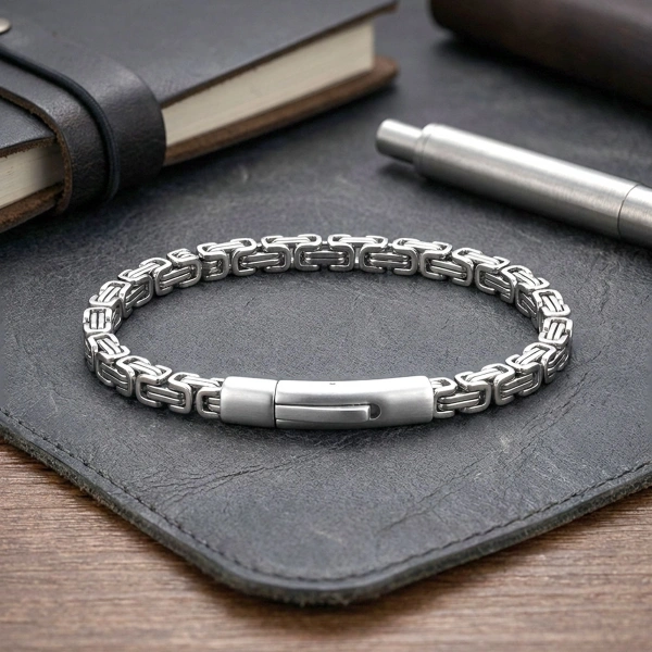 Moncuk Design Tekli 4mm Kral Model Çelik Zincir Erkek Bileklik – Çelik Kilitli 33515B2D5