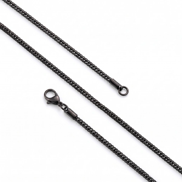 Moncuk Design Yılan Erkek Çelik Kolye - 2mm 55cm Siyah 3351ECK028