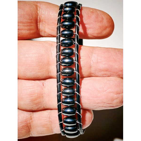 Oval Taşlı Koyu Gri Erkek Bileklik - Sevgililer Günü Hediyesi