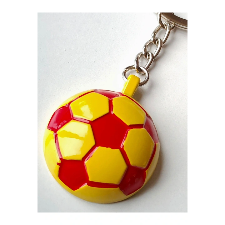 Sarı Kırmızı Futbol Takımı Temalı - Yarım Futbol Topu - Arkası Aynalı Anahtarlık