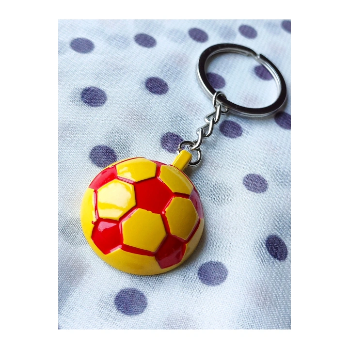 Sarı Kırmızı Futbol Takımı Temalı - Yarım Futbol Topu - Arkası Aynalı Anahtarlık