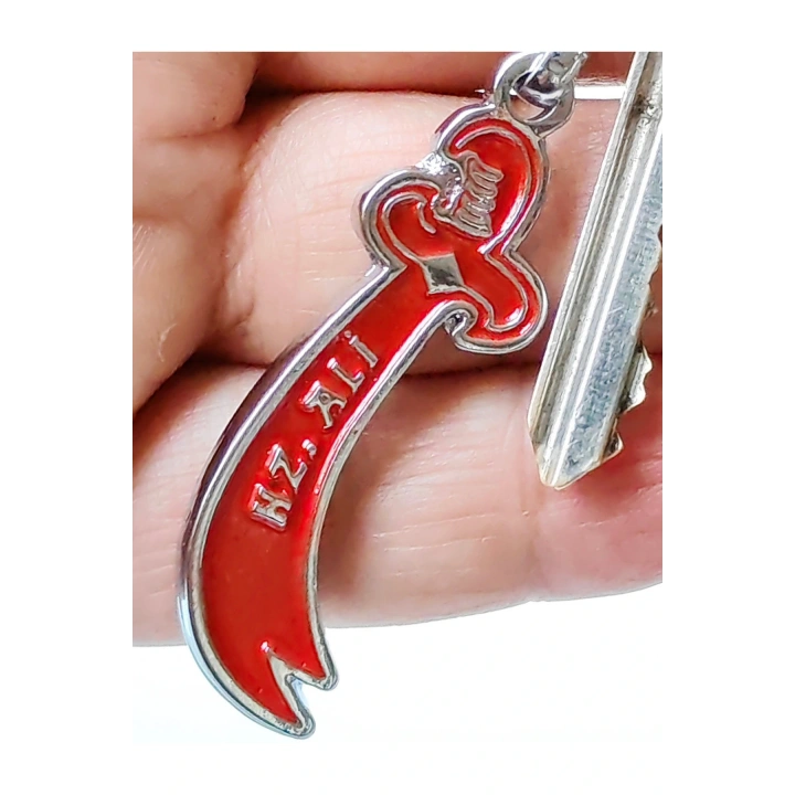 Kırmızı Hazreti Ali Kılıcı Metal Anahtarlık