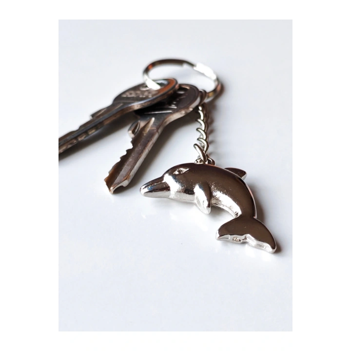Gümüş Renkli Yunus Balığı Metal Anahtarlık