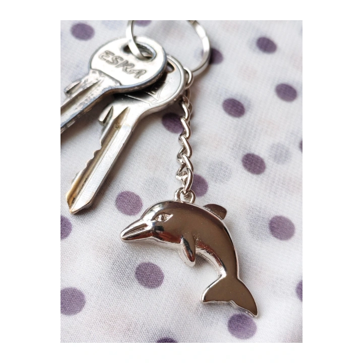 Gümüş Renkli Yunus Balığı Metal Anahtarlık