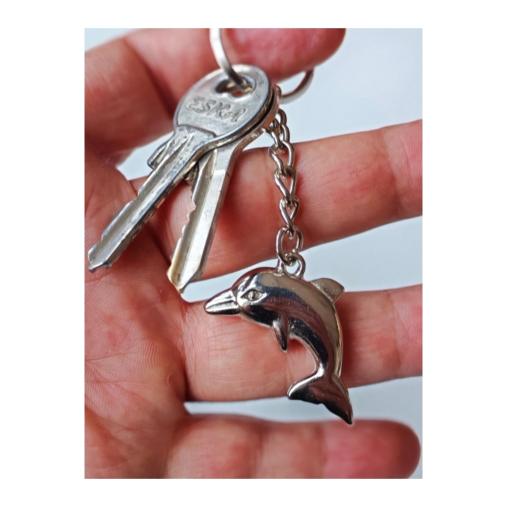 Gümüş Renkli Yunus Balığı Metal Anahtarlık