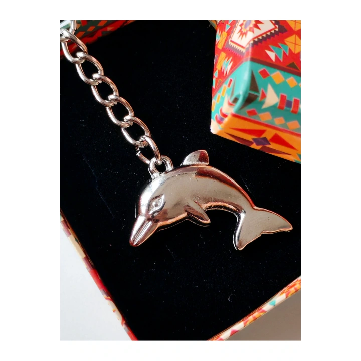 Gümüş Renkli Yunus Balığı Metal Anahtarlık