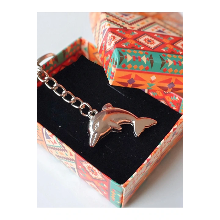 Gümüş Renkli Yunus Balığı Metal Anahtarlık