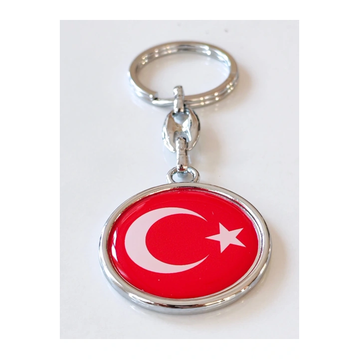 Kırmızı Türk Bayraklı Metal ve plAnahtarlık