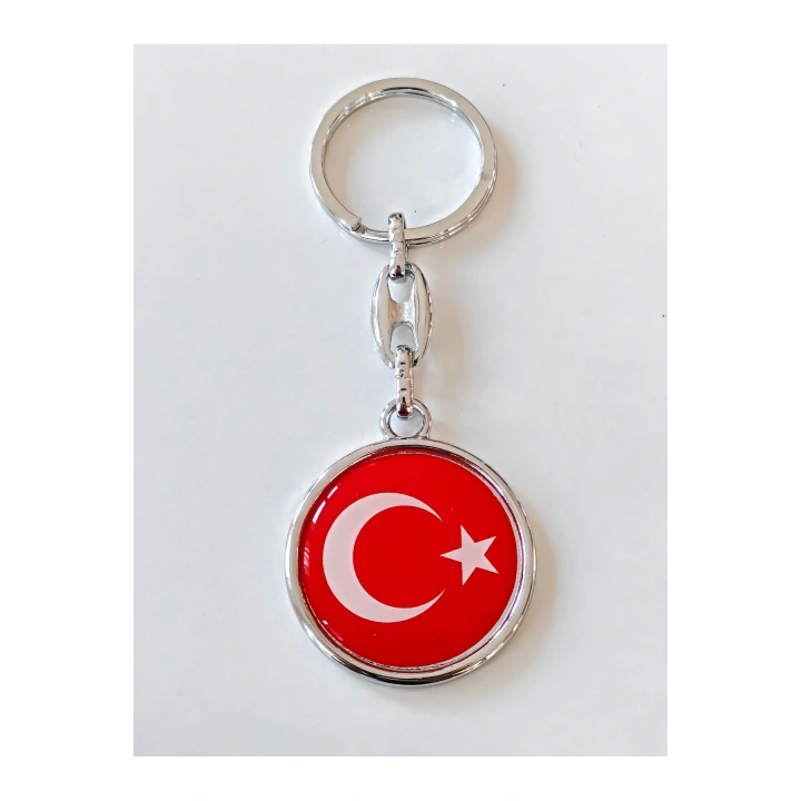 Kırmızı Türk Bayraklı Metal ve plAnahtarlık