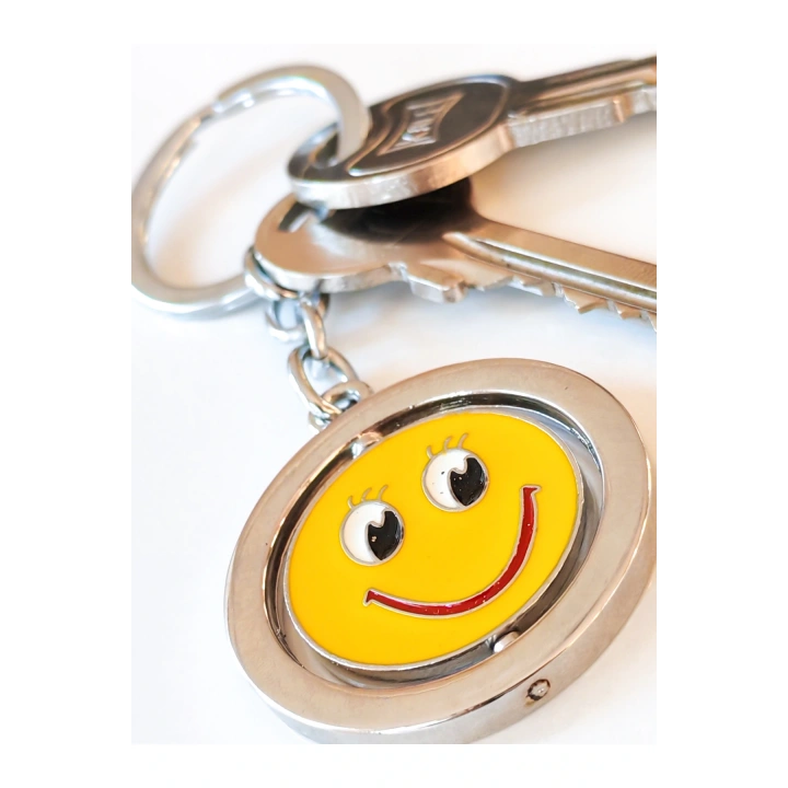 Sarı Gülen Surat Emojili Dönebilen Metal Anahtarlık