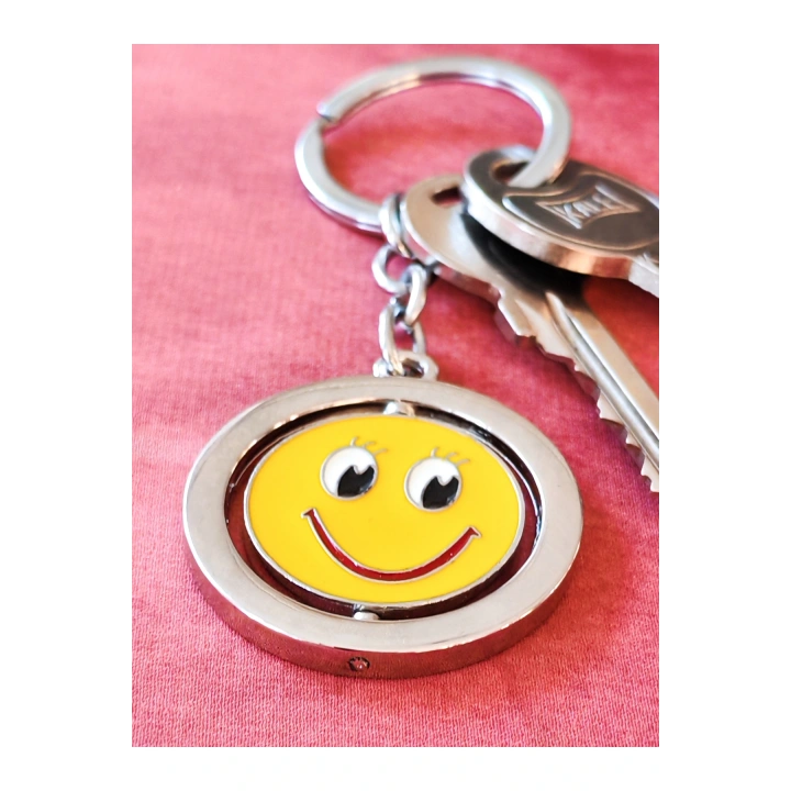 Sarı Gülen Surat Emojili Dönebilen Metal Anahtarlık