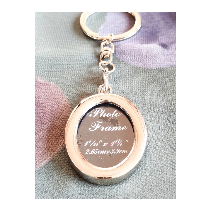Altın Sarısı Oval Metal Fotoğraf Çerçeveli Anahtarlık