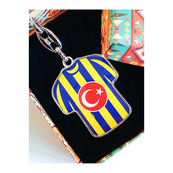 Sarı Lacivert Takım Formalı Metal Anahtarlık