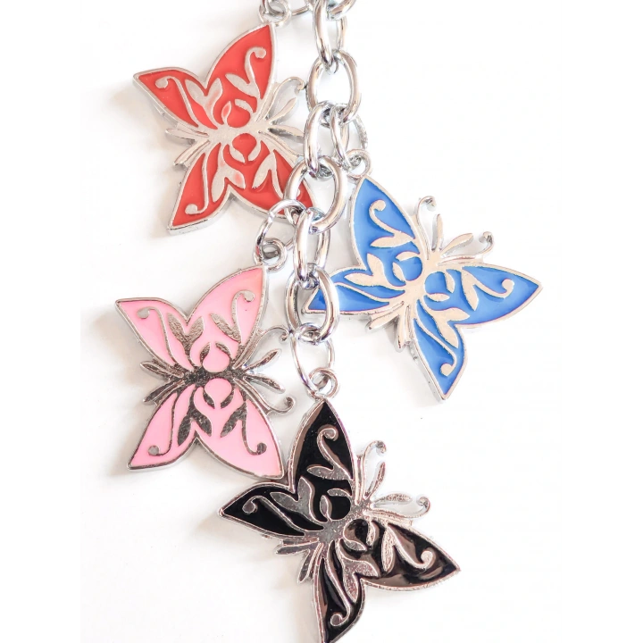 Renkli Kelebeklerden Oluşan Metal Anahtarlık